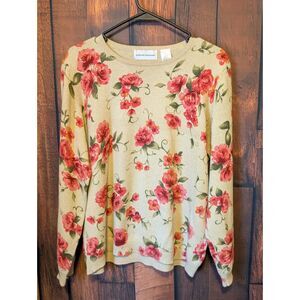 Women's Alfred Dunner long sleeve floral shirt size Large Cottage Core Coquette